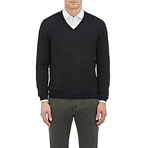 Barneys New York Men's Wool V-neck Sweater-black
