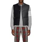 Thom Browne Men's Two-tone Down-quilted Wool Vest-navy