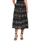 Co Women's Floral Wool Gauze Midi-skirt-black