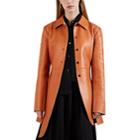 Loewe Women's Side-slit Leather Structured Jacket - Beige, Tan