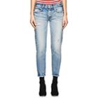 Moussy Women's Kelley Distressed Tapered Jeans-lt. Blue