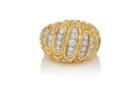 Mahnaz Collection Vintage Women's White Diamond & Textured Gold Cocktail Ring