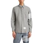 Thom Browne Men's Block-striped Cotton Chambray Shirt - Gray