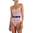 Solid & Striped Women's Nina Belted Striped One-piece Swimsuit