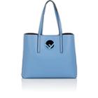 Fendi Women's Logo Shopper Leather Tote Bag-blue