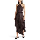 Derek Lam 10 Crosby Women's Striped Floral Crepe Halter Dress - Black