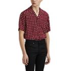 Saint Laurent Men's Scarf-print Silk Bowling Shirt - Red
