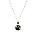 Retrouvai Women's Grandfather Compass Pendant Necklace - Black