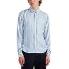 Prada Men's Candy-striped Silk Shirt - Blue