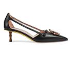 Gucci Women's Crystal-logo Leather Pumps - Black