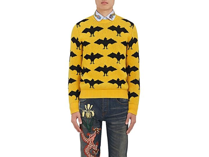 Gucci Men's Bat-pattern Wool-alpaca Sweater