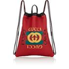 Gucci Men's Logo Leather Drawstring Backpack - Red