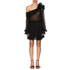 Saint Laurent Women's One-shoulder Silk Dress-black