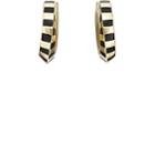 Mahnaz Collection Women's Onyx-inlaid Yellow Gold Hinged Hoop Earrings - Black