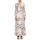 Valentino Women's Abstract-print Crepe Maxi Dress-white Multi