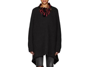 Balenciaga Women's Scarf-collar Chunky Virgin Wool Sweater