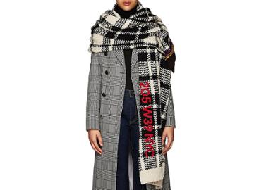 Calvin Klein 205w39nyc Women's Plaid Chunky-knit Wool Blanket-scarf