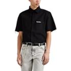 Vetements Men's God Save Us Cotton Denim Button-front Shirt - Black