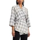 Nsf Women's Yumi Plaid Cotton Flannel Wrap Kimono Jacket