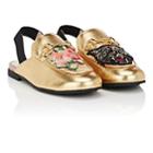 Gucci Kids' Princetown Leather Slingback Slippers - Gold