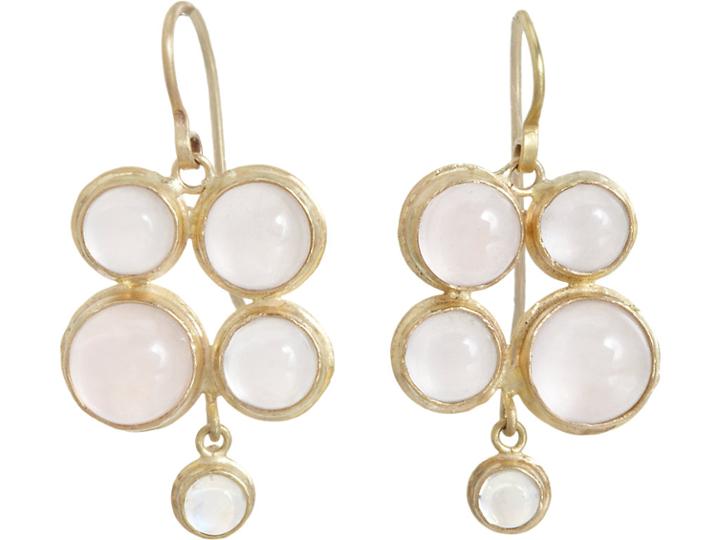 Judy Geib Women's Pink Moonstone Quadruple Drop Earrings