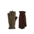 Barneys New York Men's Cashmere-lined Suede & Leather Gloves - Brown