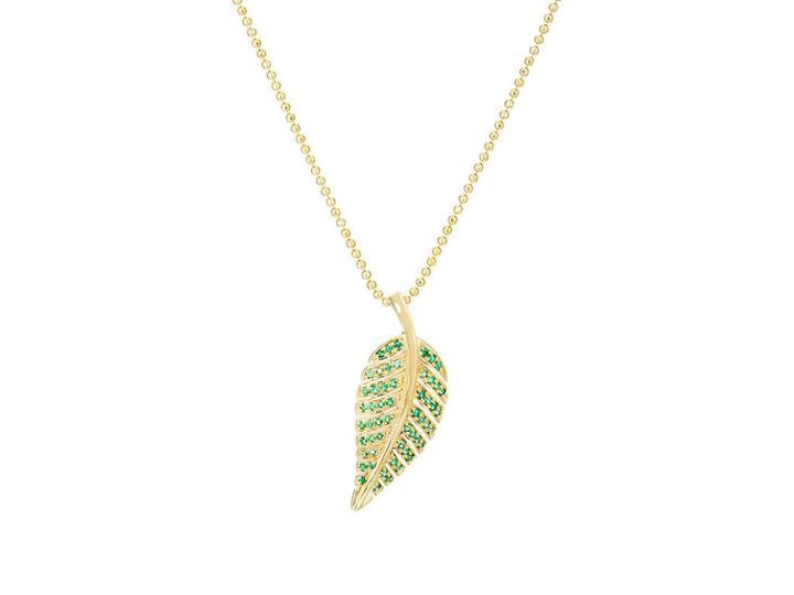 Jennifer Meyer Women's Emerald Leaf Pendant Necklace