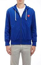 Comme Des Garcons Play Heart Patch Zip-front Hoodie-blue