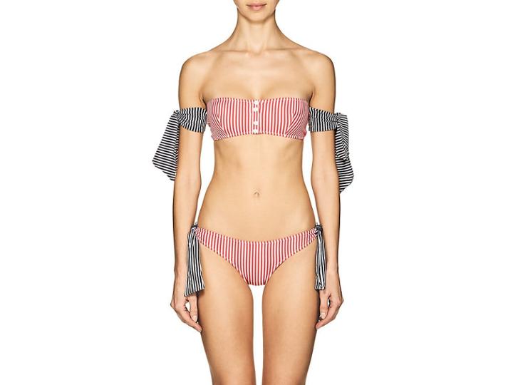 Solid & Striped Women's Mackenzie Striped Seersucker Bandeau Bikini Top