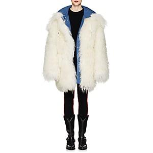 Calvin Klein 205w39nyc Women's Reversible Shearling Oversized Coat-azure White