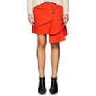 Ji Oh Women's Asymmetric Cotton Poplin Skirt-orange