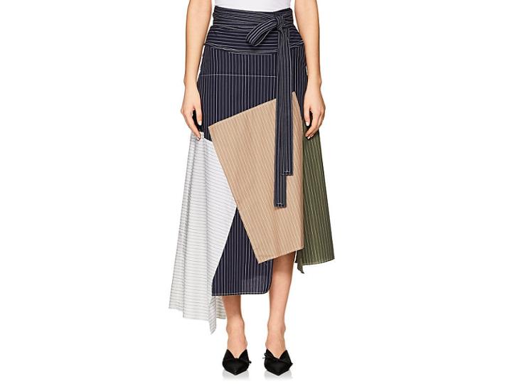 J.w.anderson Women's Pinstriped Cotton Poplin Asymmetric Skirt
