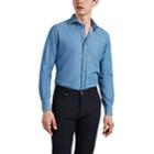 Bolzonella 1934 Men's Cotton Chambray Snap-front Shirt - Md. Blue