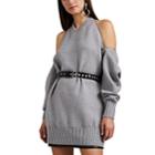 Alexander Wang Women's Zip-detailed Merino Wool Sweater - Dark Gray