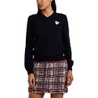 Comme Des Garons Play Women's Heart-&-eyes Wool V-neck Sweater - Navy