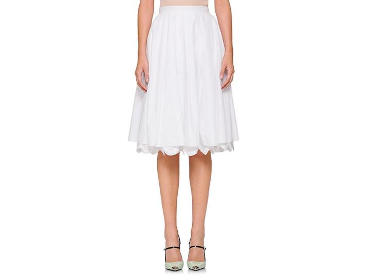 Prada Women's Scalloped Cotton Poplin Full Skirt