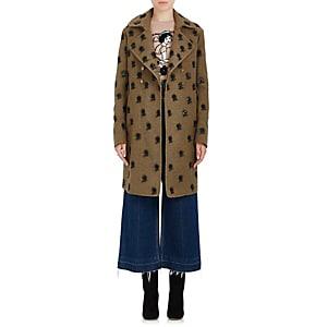 Valentino Women's Embroidered Wool-blend Double-breasted Coat-khaki