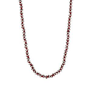 M. Cohen Men's Sterling Silver Rondelles On Cord Necklace-red