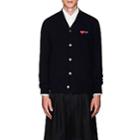 Comme Des Garons Play Men's Heart-patch Wool Cardigan-navy