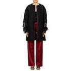 Lanvin Women's Leather-inset Abstract Wool-blend Brocade Coat-black