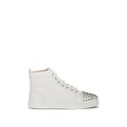 Christian Louboutin Men's Lou Spiked Leather Sneakers - White