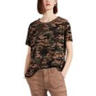 Nili Lotan Women's Brady Distressed Camouflage Cotton T-shirt - Brown