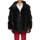 Prada Women's Fox Fur Hooded Coat-black