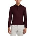 Isaia Men's Wool Piqu Long-sleeve Polo Shirt - Wine