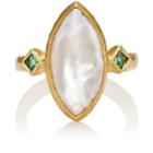Cathy Waterman Women's Pearl & Emerald Ring - White