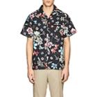 Ovadia & Sons Men's Beach Floral Cotton Poplin Short-sleeve Shirt-black