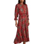 Icons Objects Of Devotion Women's Peasant Ruffle-trimmed Paisley Dress - Red