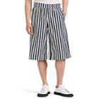 Loewe Men's Striped Slub Cotton Canvas Oversized Shorts - Navy