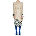 Balenciaga Women's Ruched Cotton Belted Trench Coat-9641-lt Tan