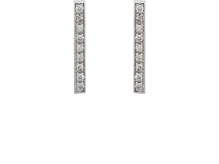 Jennifer Meyer Women's Pav White Diamond Long Bar Stud Earrings